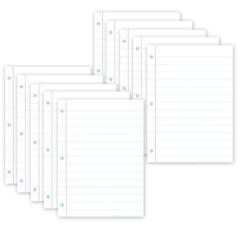 Smart Poly PosterMat Pals Space Savers, 13'' x 9-1/2'', White Notebook Paper, Pack of 10