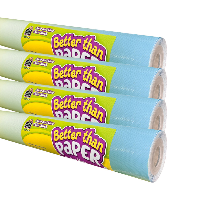 Better Than Paper Bulletin Board Roll, Agua and Lime Color Wash, 4-Pack