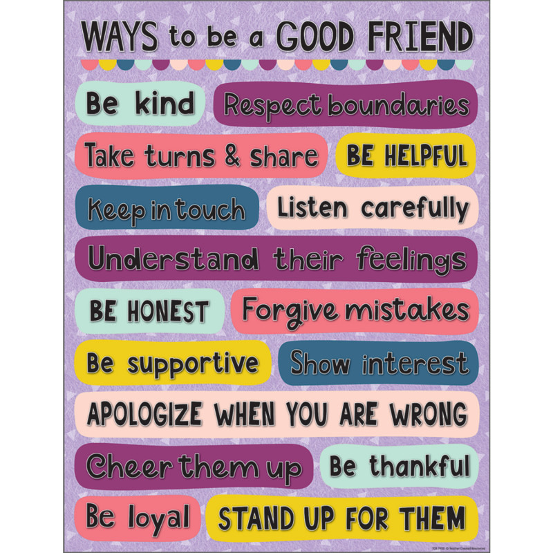 Oh Happy Day Ways to be a Good Friend Chart, 17'' x 22''