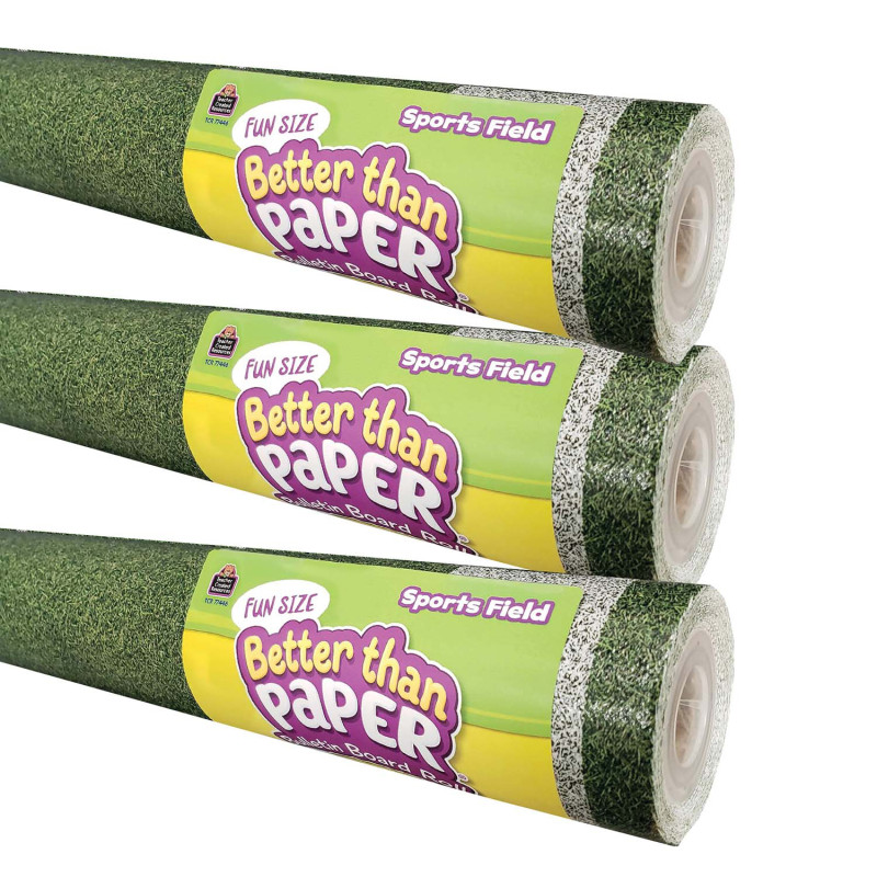 Fun Size Better Than Paper Bulletin Board Roll, 18'' x 12', Sports Field, Pack of 3