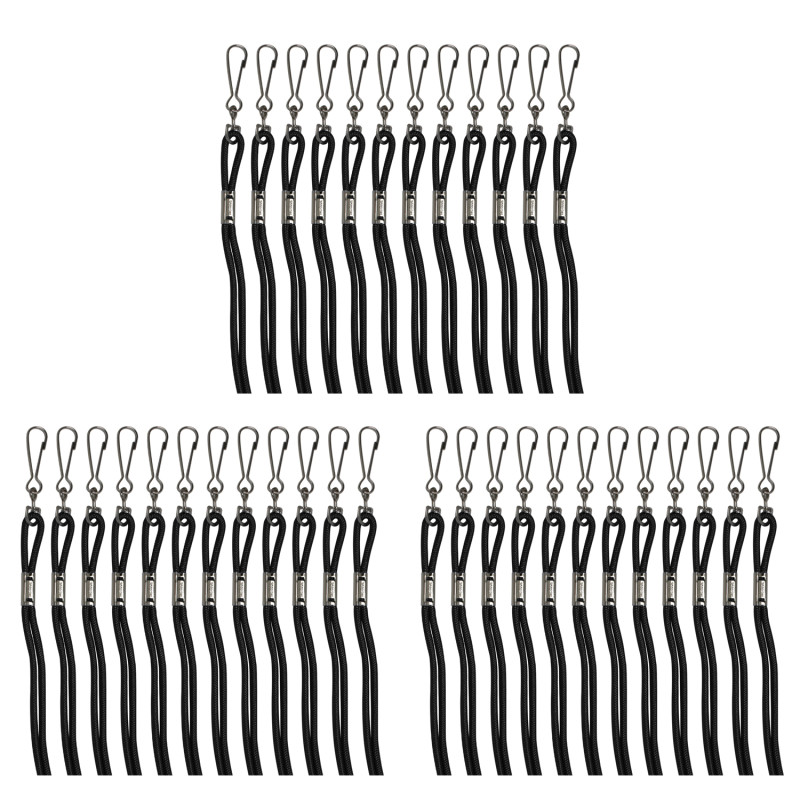 Lanyards, Black, Pack of 12 Per Pack, 3 Packs