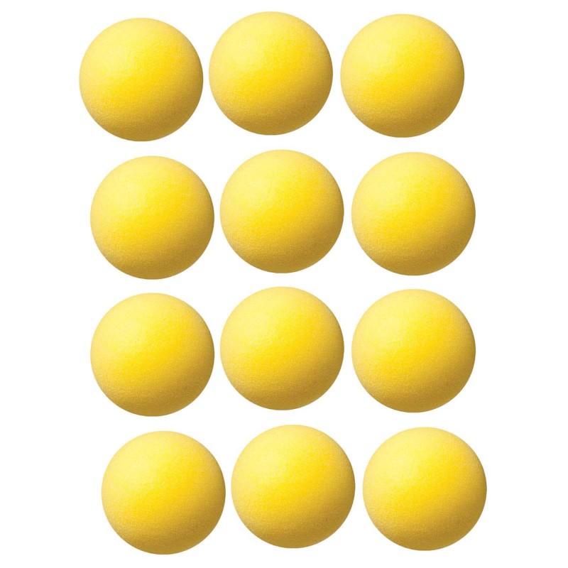 Uncoated Regular Density Foam Ball, 4'', Yellow, Pack of 12