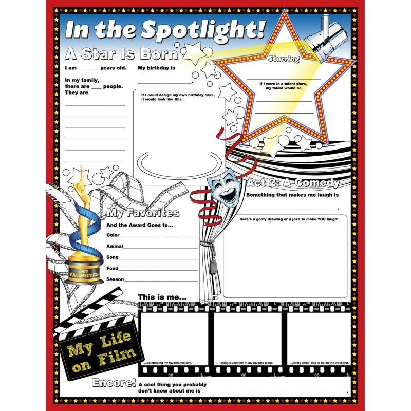Fill Me In: In The Spotlight Activity Posters, 17'' x 22'', Pack of 32
