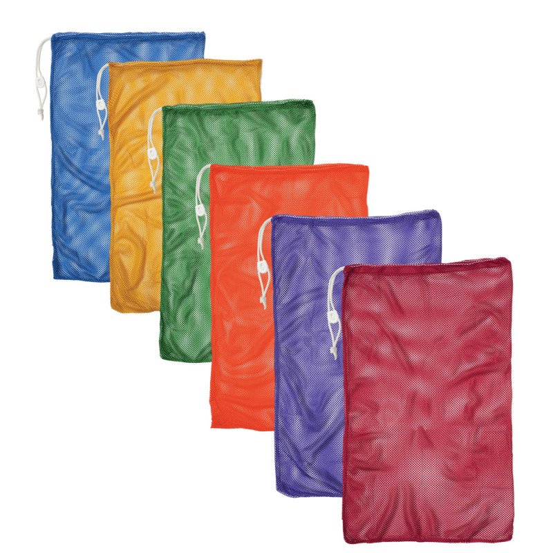 Mesh Equipment Bag, 24'' x 36'', Assorted Colors, Pack of 6