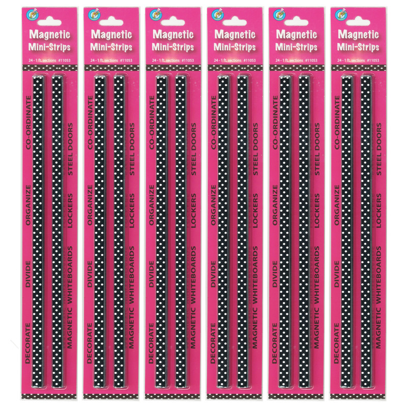 Mini Magnetic Magi-Strips, B/W Dots, 24 Feet Per Pack, 6 Packs