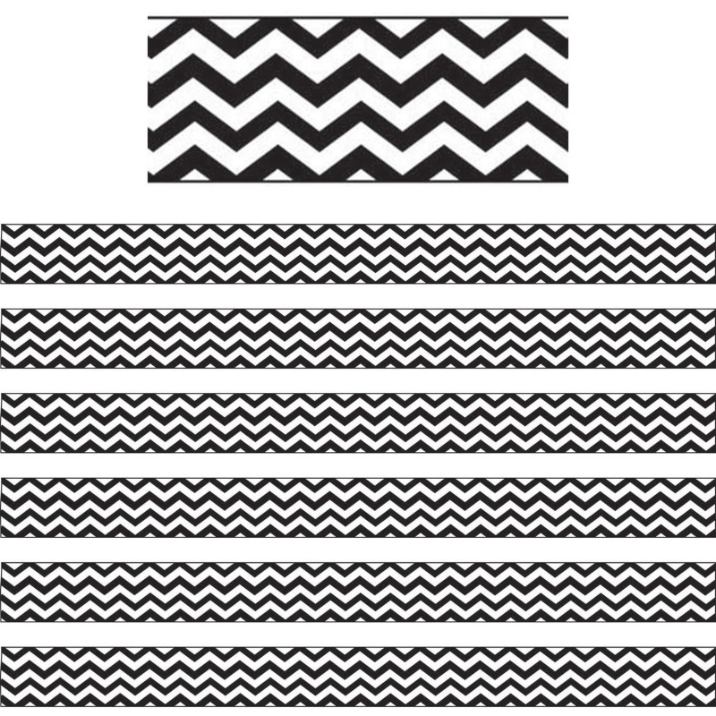 Magnetic Magi-Strips, Black Chevron, 12 Feet Per Pack, 6 Packs