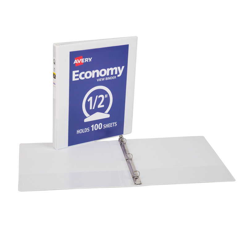 Economy View Binder, 1/2'' Capacity, White