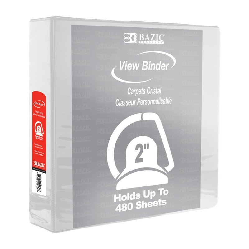 Slant D Ring View Binder with 2 Pockets, 2'', White