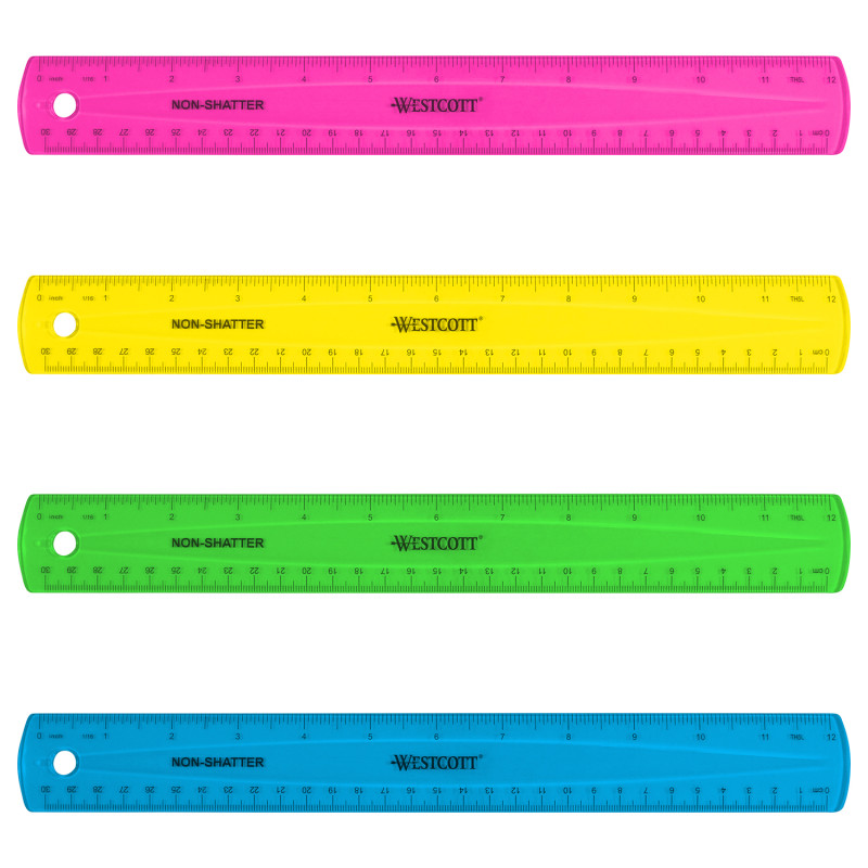 12'' Shatterproof Ruler with Anti-Microbial, Assorted Translucent Colors (No Color Choice)