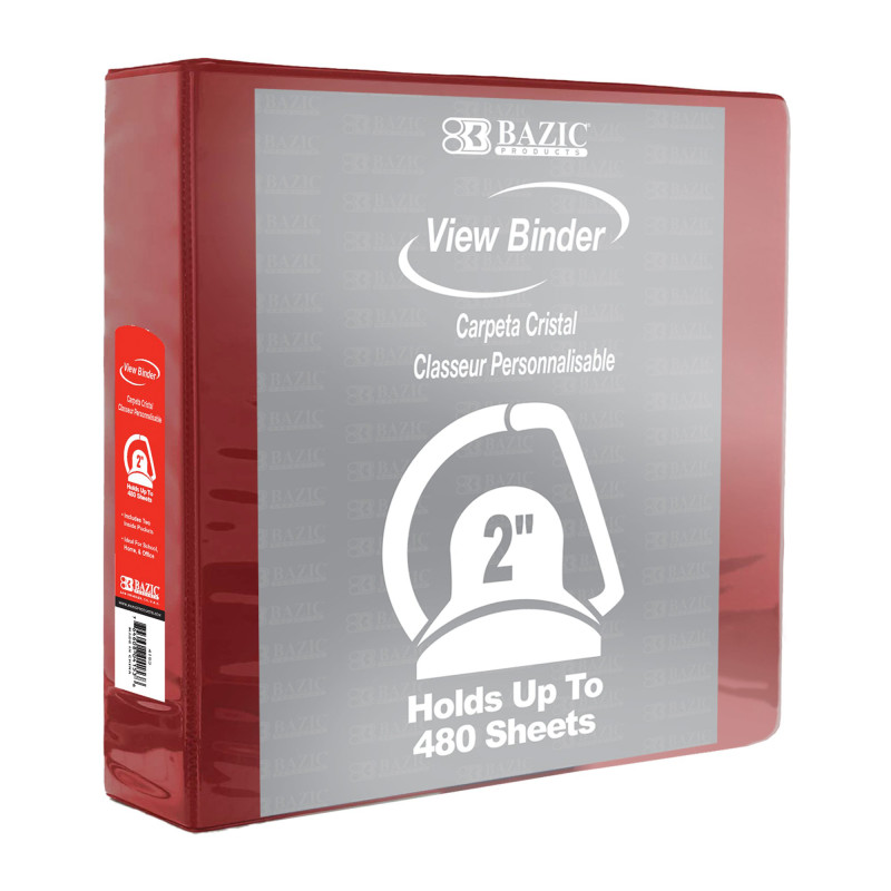 Slant D Ring View Binder with 2 Pockets, 2'', Burgundy