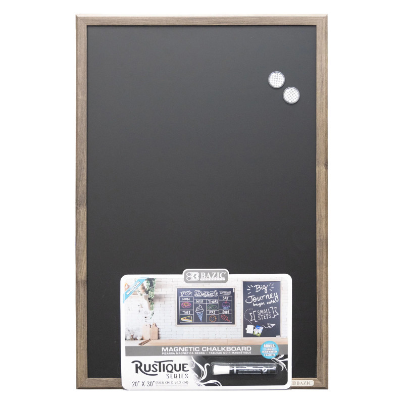 RUSTIQUE Wood Frame Magnetic Chalkboard, 20'' x 30'', Chalk Marker & Magnets