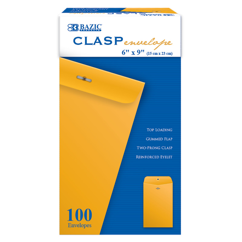 Clasp Envelopes, 6'' x 9'', Pack of 100