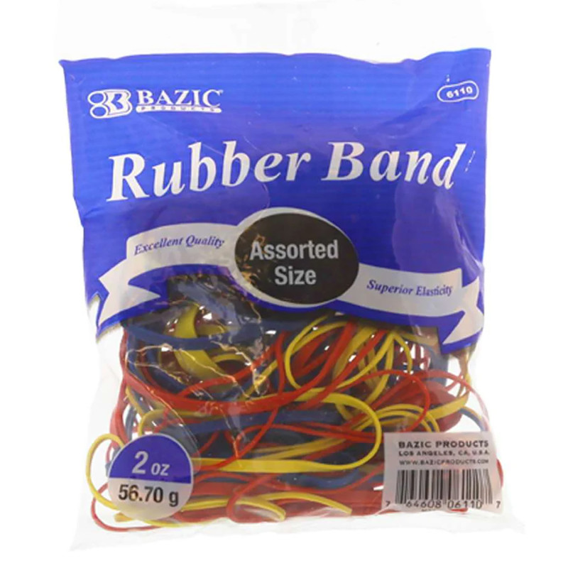 Rubber Bands, 2o./5.70g, Assorted Sizes & Colors