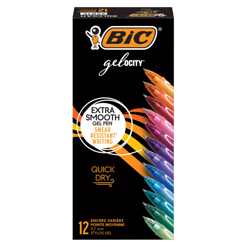 Gel-ocity Quick Dry Retractable Gel Pens, Assorted Fashion Colors, Pack of 12