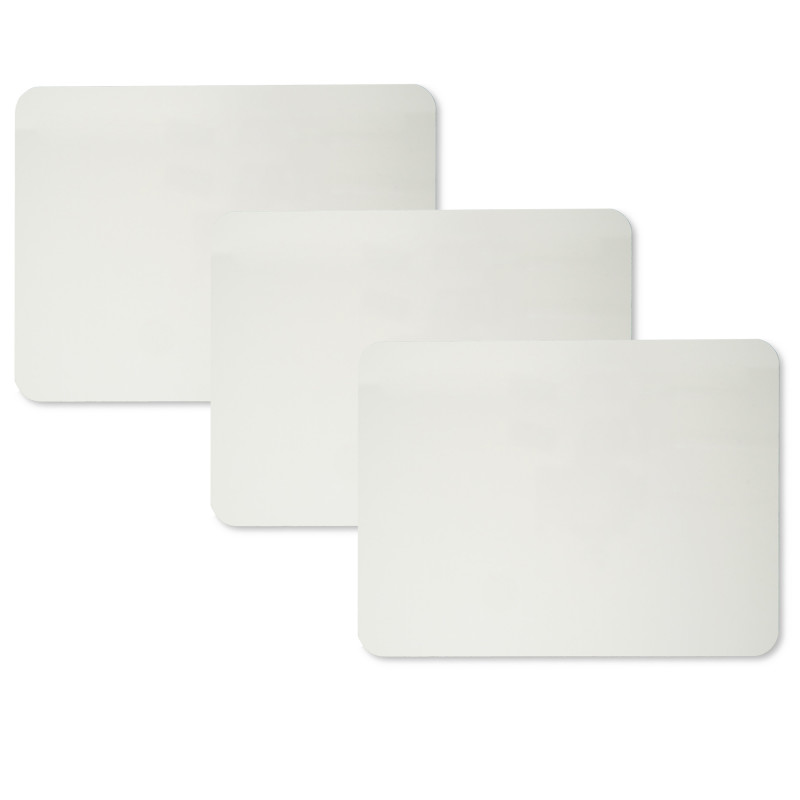 Magnetic Dry Erase Board, Two Sided, Plain/Plain, 9'' x 12'', Pack of 3