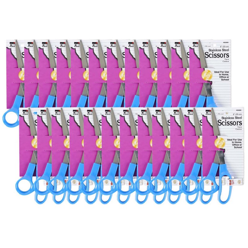 Stainless Steel Scissors, 8'', Pack of 24
