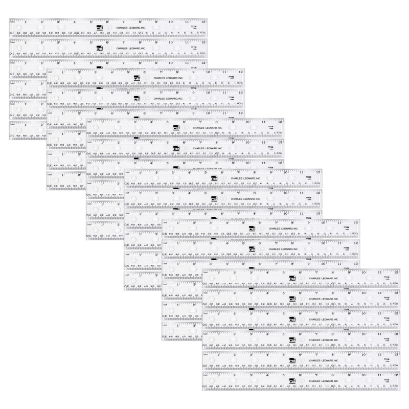 Plastic Ruler, Double Bevel, 12-Inch, Clear, Pack of 36