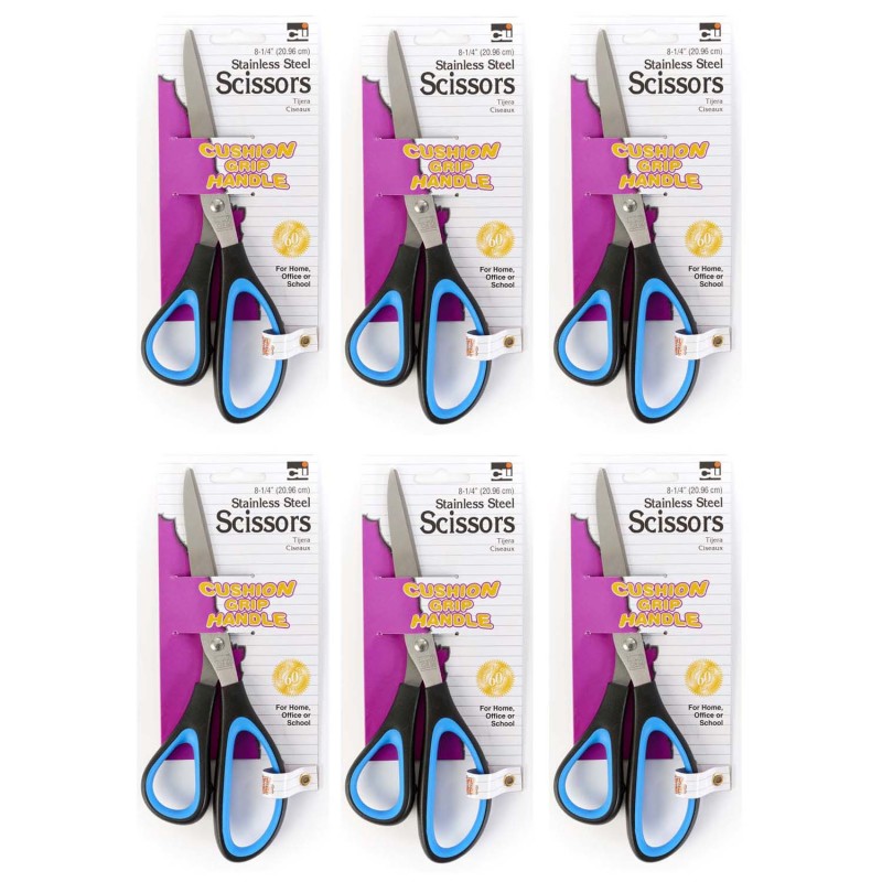 Cushion Grip Scissors, .25'' Bent, Pack of 6