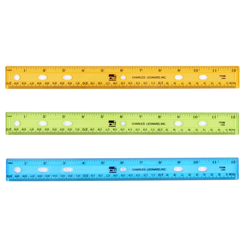 Translucent 12'' Plastic Ruler, Assorted Colors
