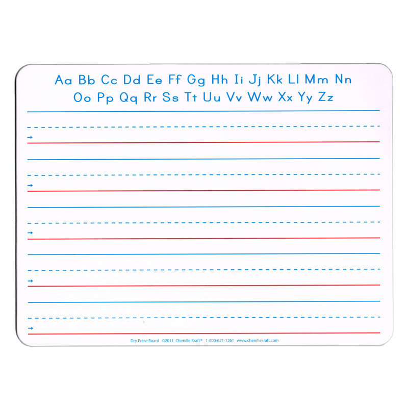 Handwriting Whiteboard, 2-Sided, Ruled/Plain, 1'' x 1/2'' x 1/2'' Ruled, 9'' x 12'', 10 Boards