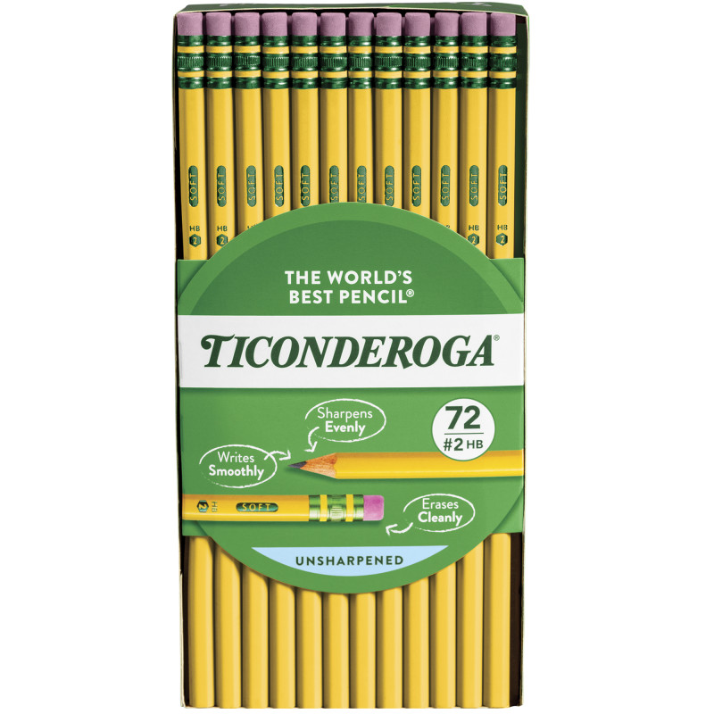 Original Ticonderoga Pencils, N. Soft, Unsharpened, Box of 72