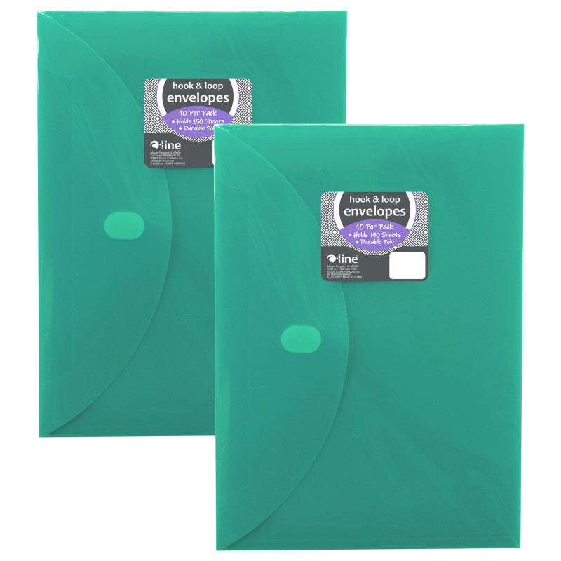 XL Reusable Envelopes, Hook and Loop Closure, 8 1/2 x 11, Assorted Colors, 10 Per Pack, 2 Packs