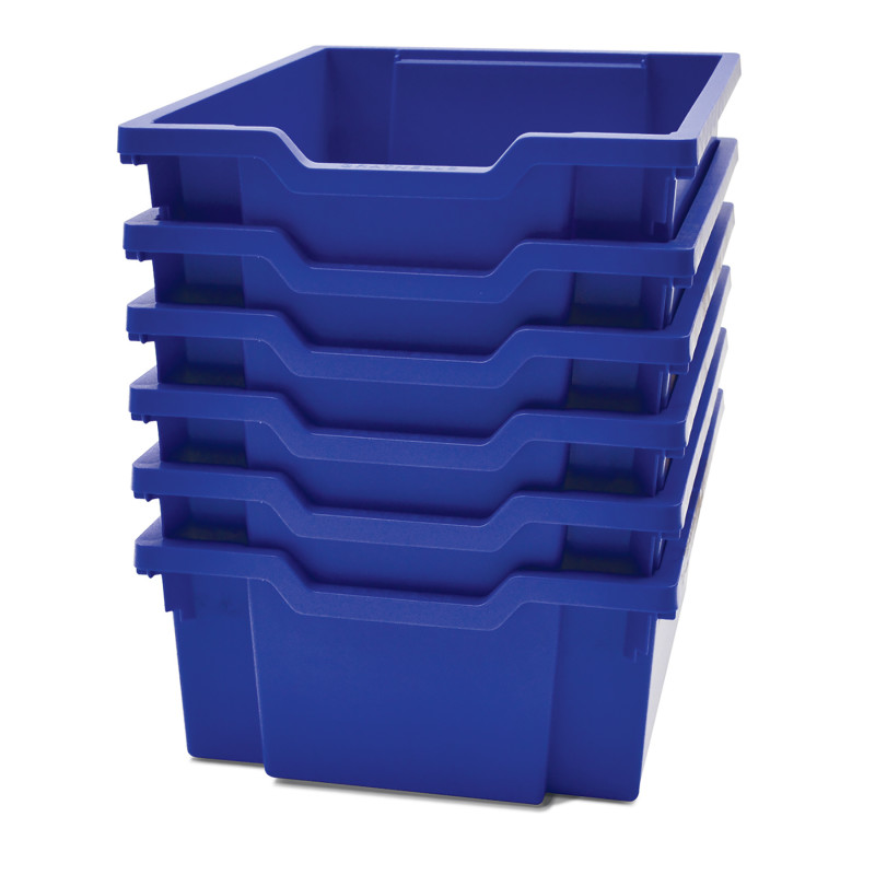 Deep F2 Tray, Royal Blue, 1.3'' x 1.8'' x .9'', Heavy Duty School, Industrial & Utility Bins, Pack of 6