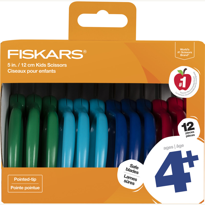 Kids Scissors Classpack, Pointed, 5'', Pack of 12