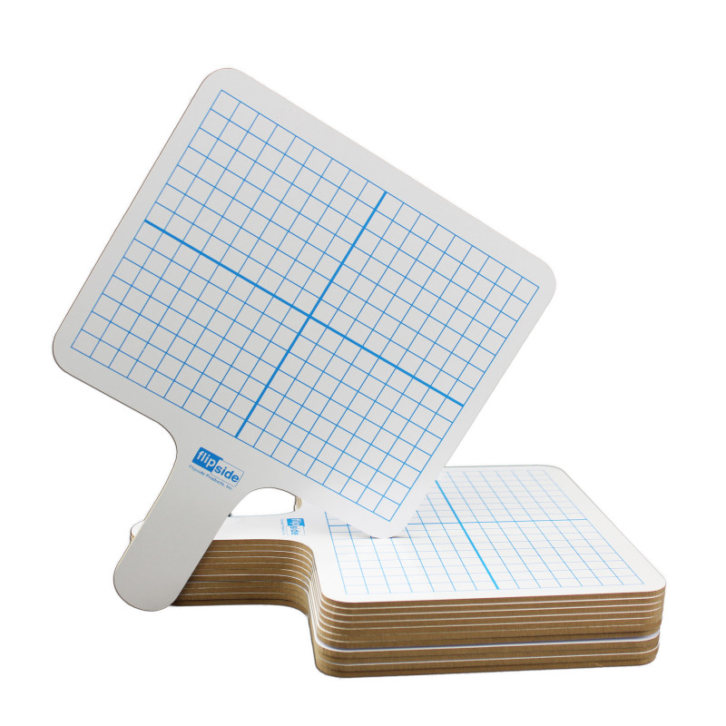 Two-Sided (3/8'' Graph/Blank) Rectangular Dry Erase Graphing Paddles, Class Pack of 12