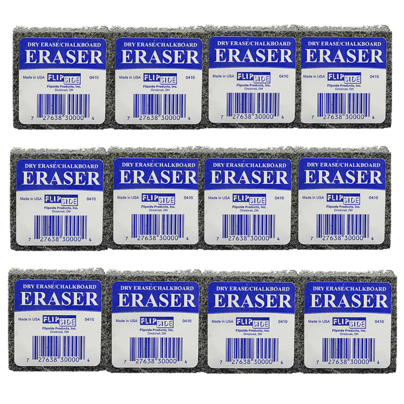 Student Eraser, 2'' Width, 2'' Length, Pack of 12