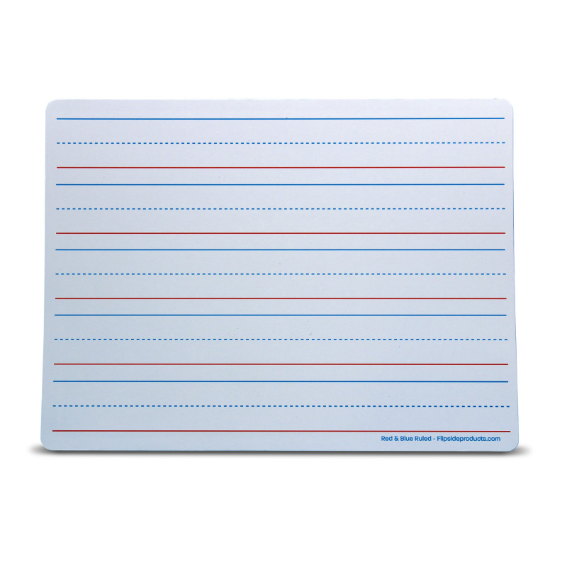 Magnetic Dry Erase Learning Mat, Two-Sided Red & Blue Ruled/Plain, 9'' x 12'', Pack of 12