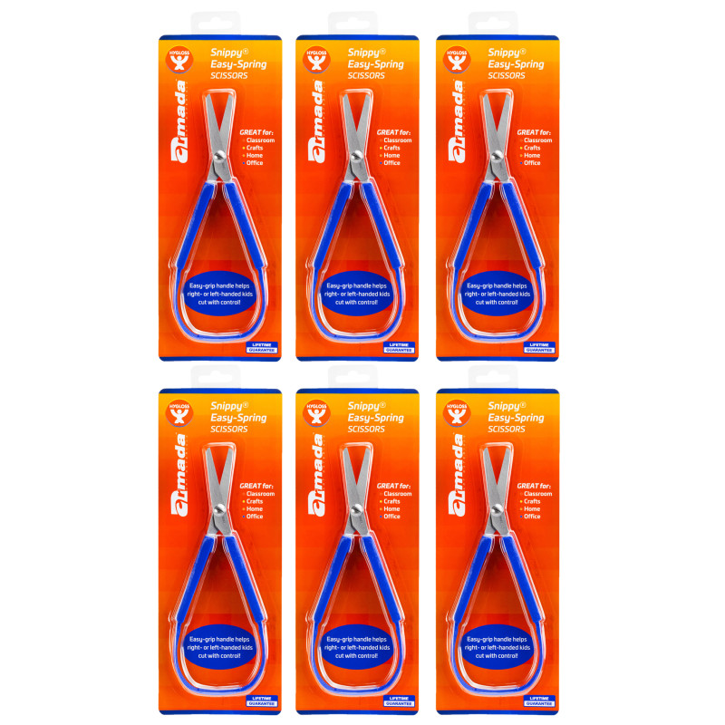 Snippy Easy Spring Loop Scissors, Blunt Tip, Pack of 6
