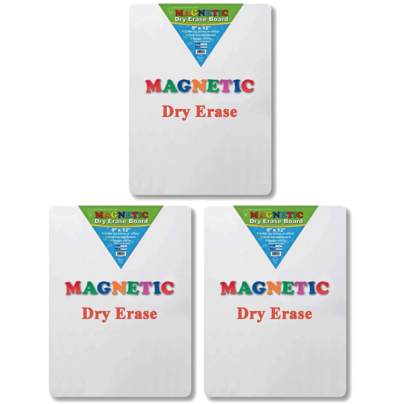 Magnetic Dry Erase Board, 9'' x 12'', Pack of 3