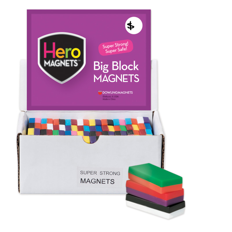 Hero Magnets Block Magnets, Display Box of 40