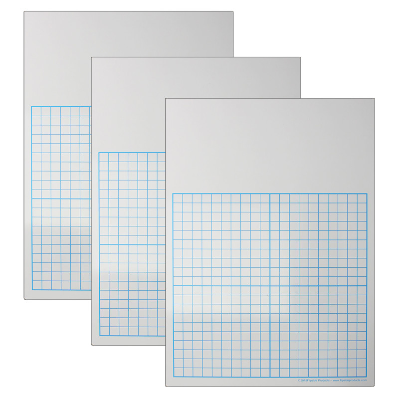 1/2'' Graph Dry Erase Board, 11'' x 16'' Single, Pack of 3