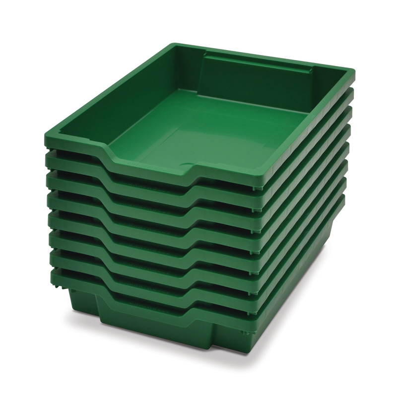 Shallow F1 Tray, Grass Green, 1.3'' x 1.8'' x 3'', Heavy Duty School, Industrial & Utility Bins, Pack of 8