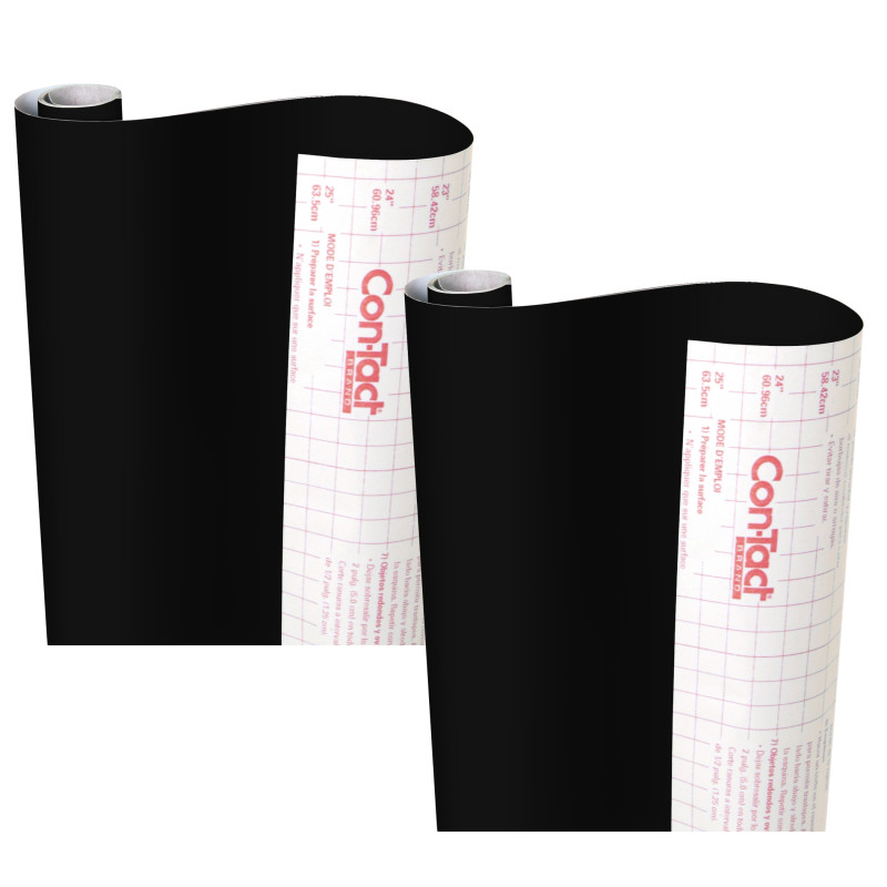 Creative Covering Adhesive Covering, Black, 18'' x 16 ft, Pack of 2