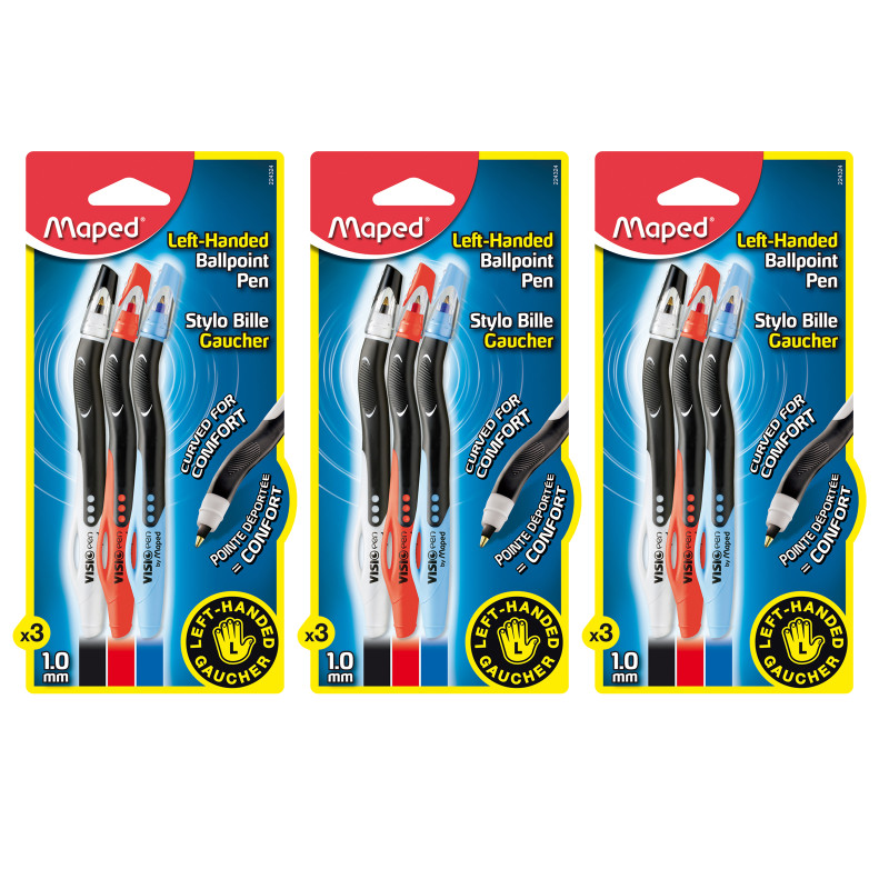 Visio Pen Ball-Point For Lefties, 3 Per Pack, 3 Packs