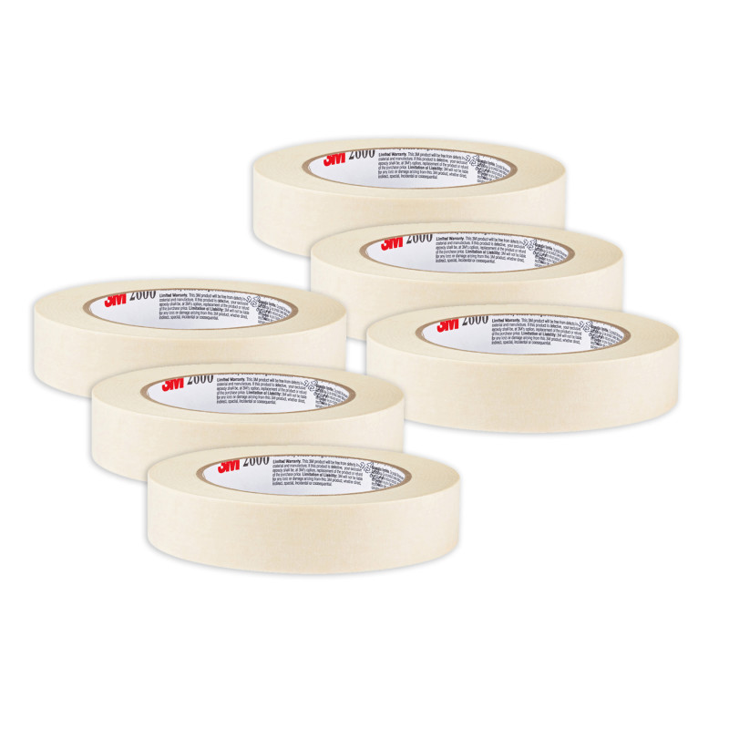 Masking Tape, 1 in x 60 yds, White, 6 Rolls