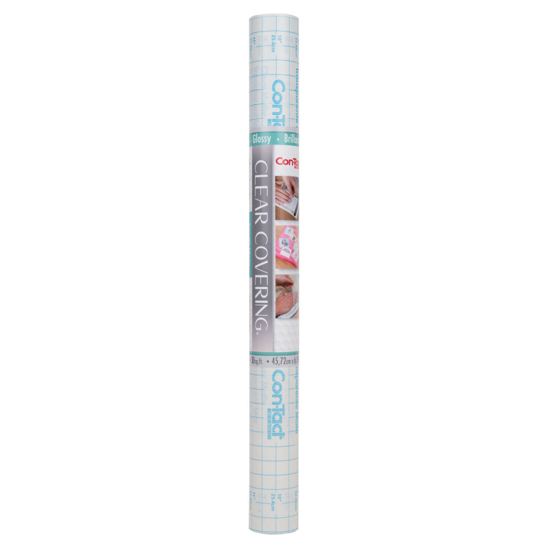 Clear Cover Adhesive Covering, Clear, 18'' x 16 ft, Glossy