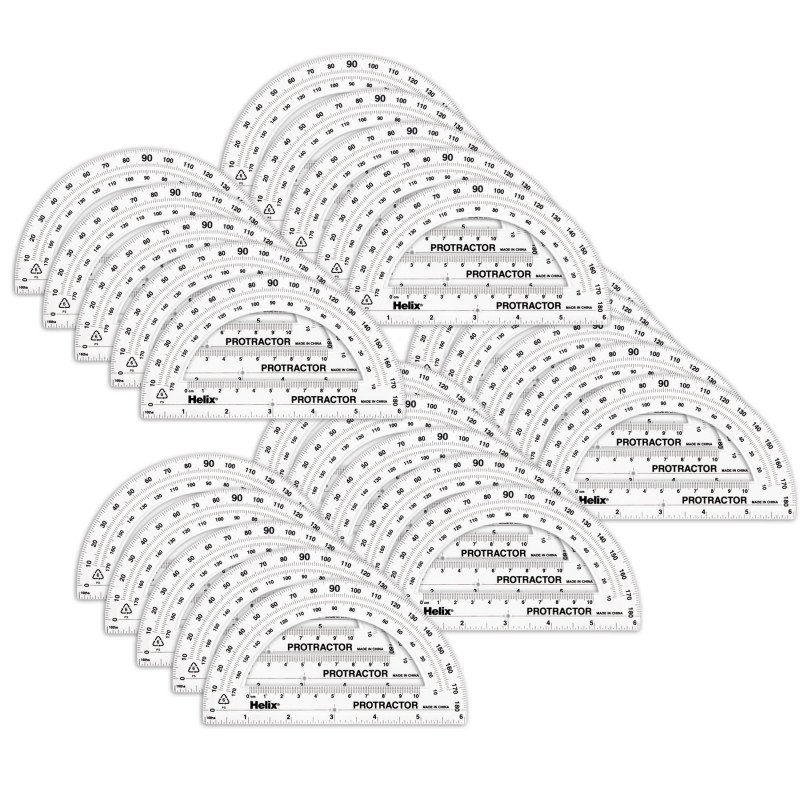 180 Degree Standard Protractor, 6'', Pack of 25