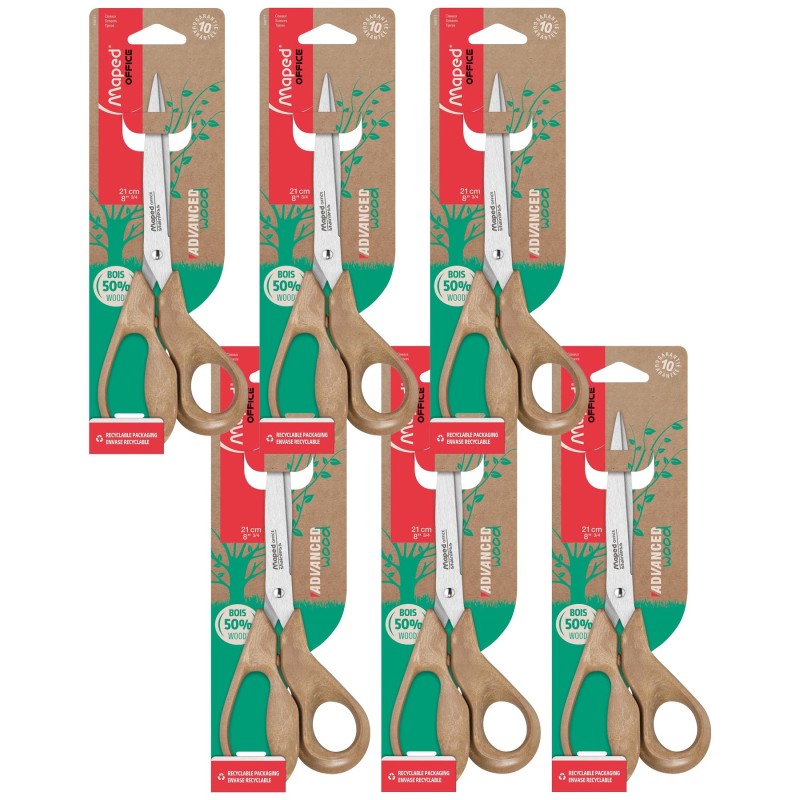 Advanced Eco-Friendly Multipurpose 8-1/4'' Scissors, Pack of 6