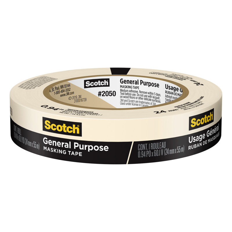 General Purpose Masking Tape, .94 in x 6.1 yd (24mm x 55m), 1 Roll