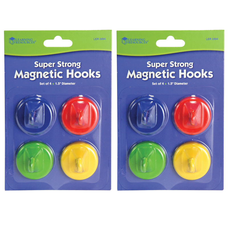 Super Strong Magnetic Hooks, 1 1/2'' Diameter, 4 Per Pack, 2 Packs
