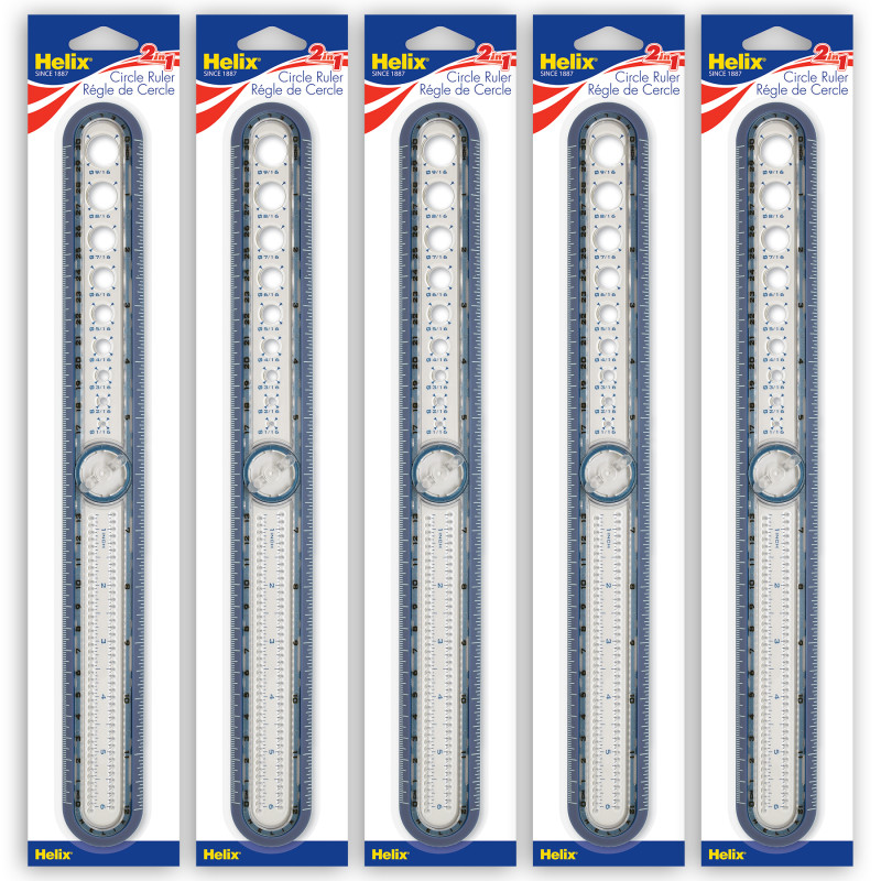 2-in-1 Circle Ruler Measuring & Compass Tool 12'' / 30cm, Pack of 5