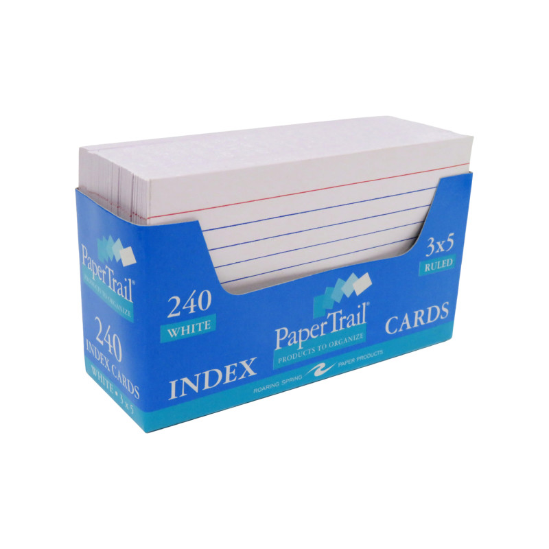 Trayed Index Cards, 3'' x 5'',White, Pack of 240