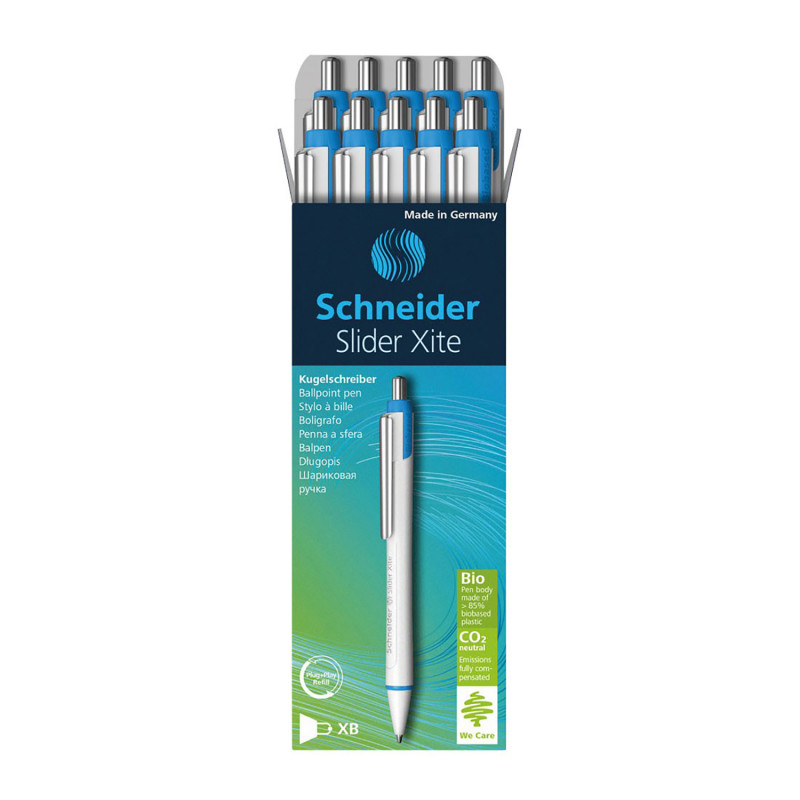 Slider Xite XB Refillable + Retractable Ballpoint Pen, .4 mm, Blue Ink, Box of 10 Pens