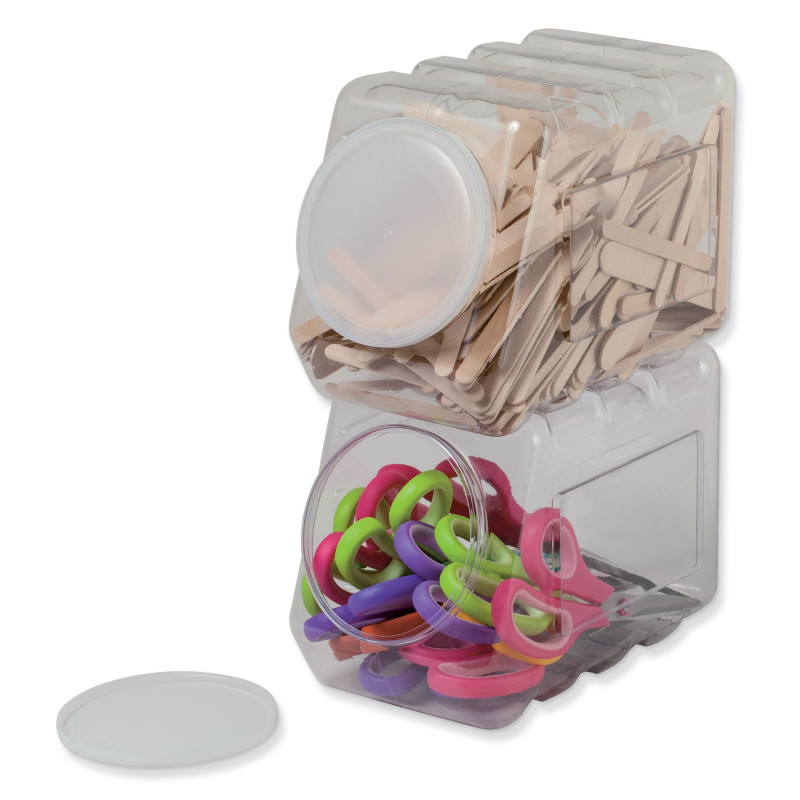 Interlocking Storage Container With Lid, Clear, 5-1/2'' x 9-1/2'' x 6-3/4''