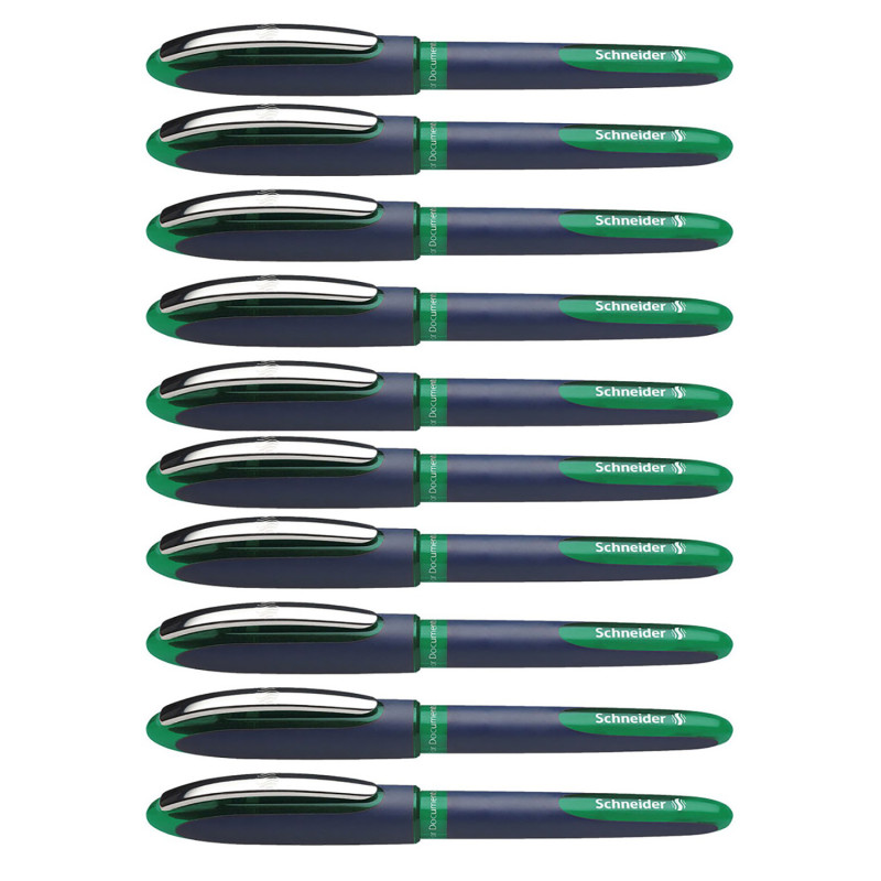 One Business Rollerball Pens, .6mm, Green, Pack of 10