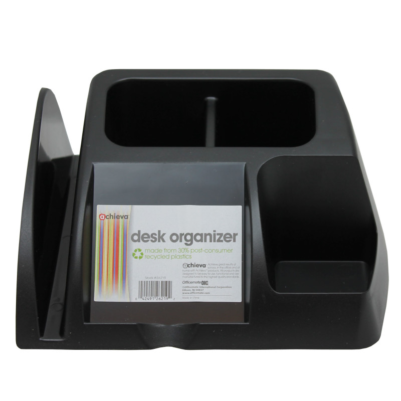 Achieva Recycled Desk Organizer, Black